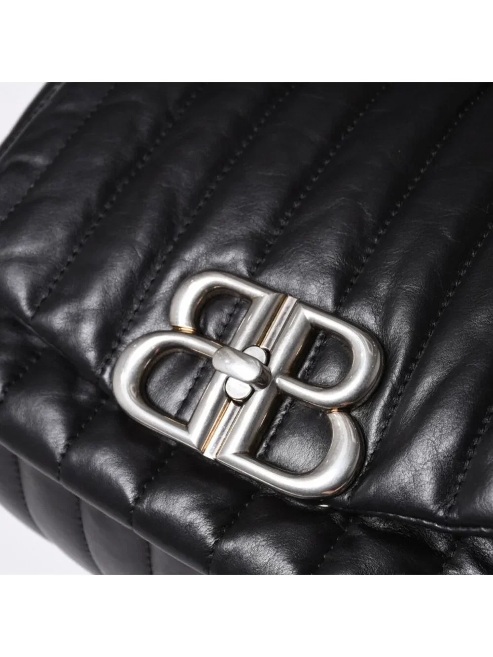 Balenciaga Monaco Shoulder Bag Black Silver Calfskin